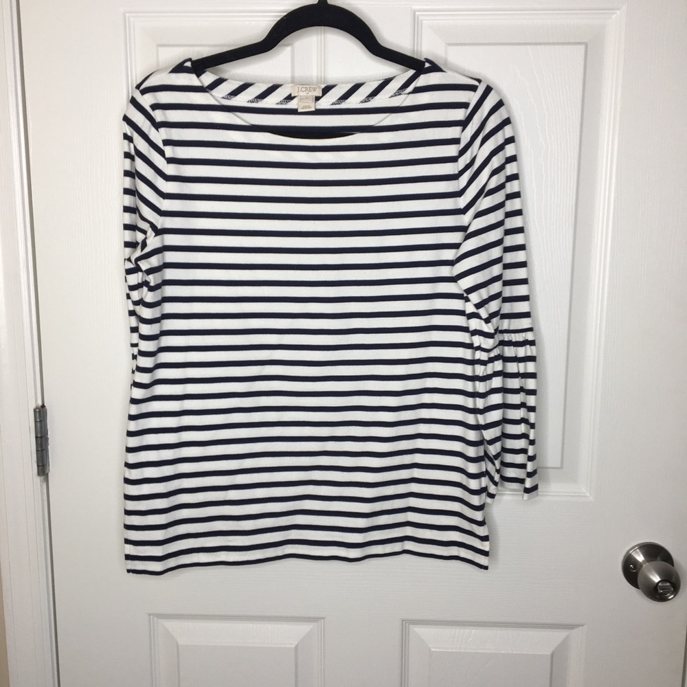 Navy and white bell sleeve top